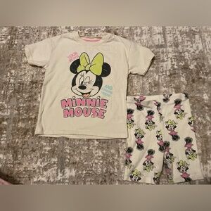Disney Minnie Mouse Tee and Biker Short Matching Set - Cream and Pink size 5T